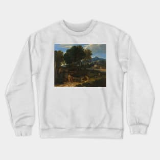 Pastoral with a Young Father and a Woman with a Child in Her Arms by Jean-Francois Millet Crewneck Sweatshirt